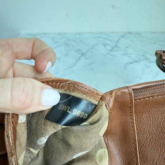 Fossil Genuine Leather Wallet Clutch Buckle Detail Tan Brown Polka Dot Lining - Picture 11 of 14